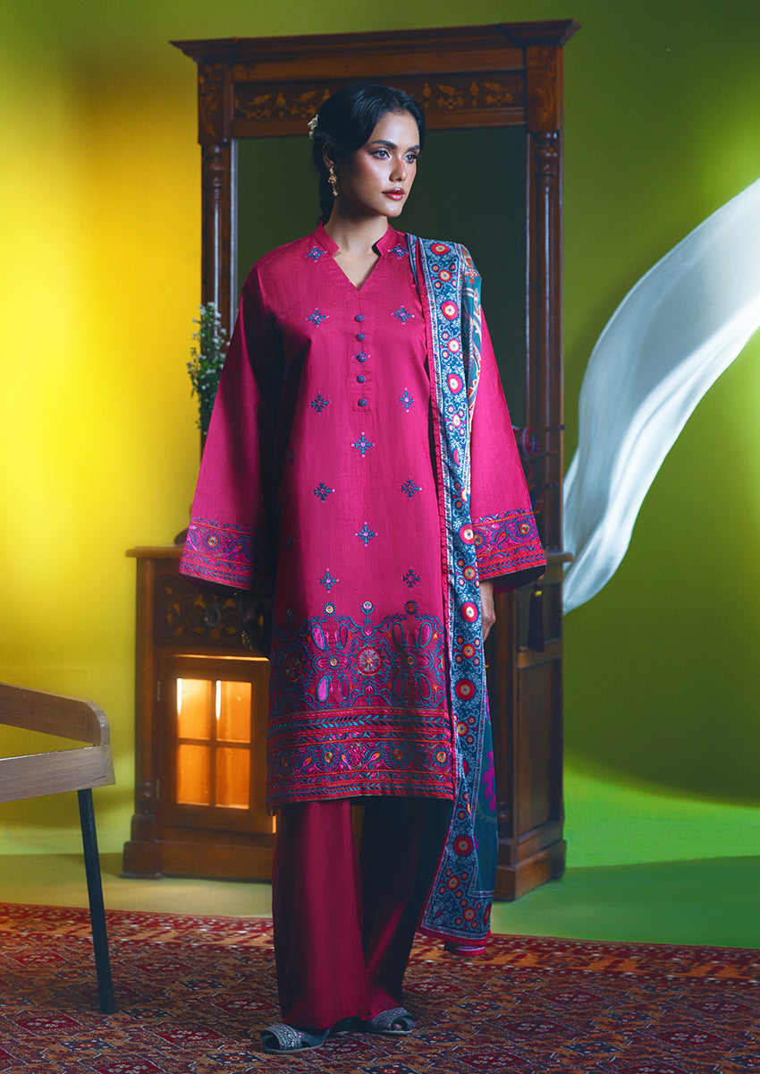 Carmine-Cotton-Silk-3 Piece (WP3PSSW25S10N3)