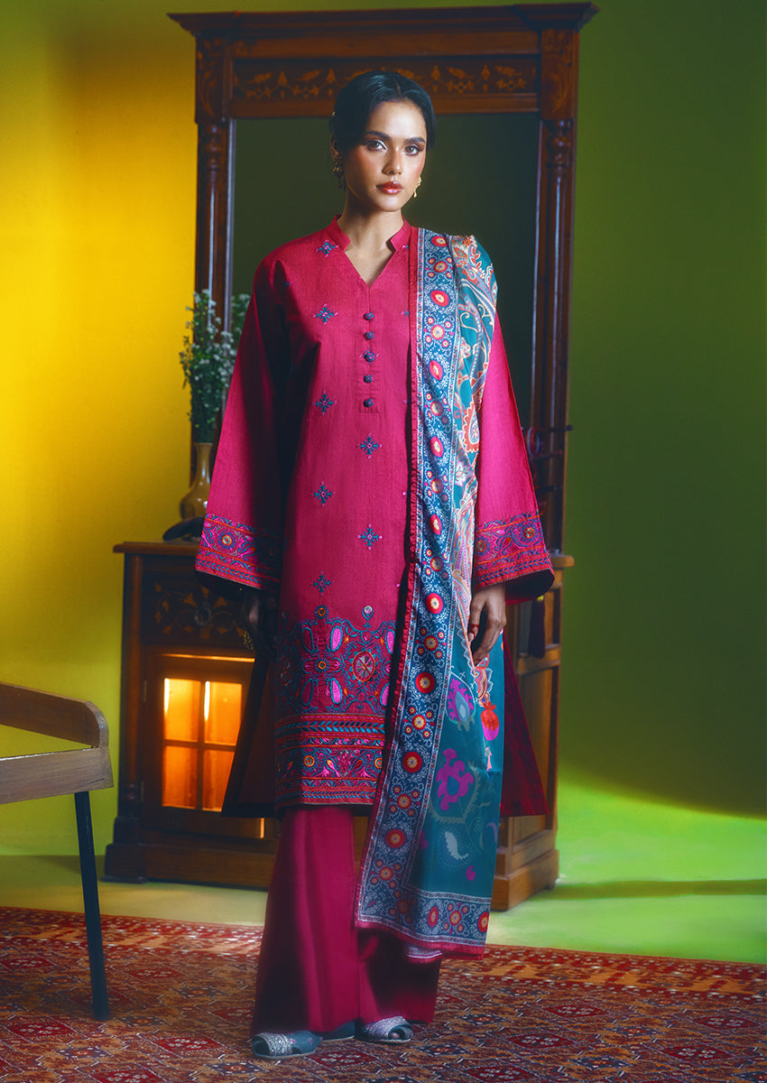 Carmine-Cotton-Silk-3 Piece (WP3PSSW25S10N3)