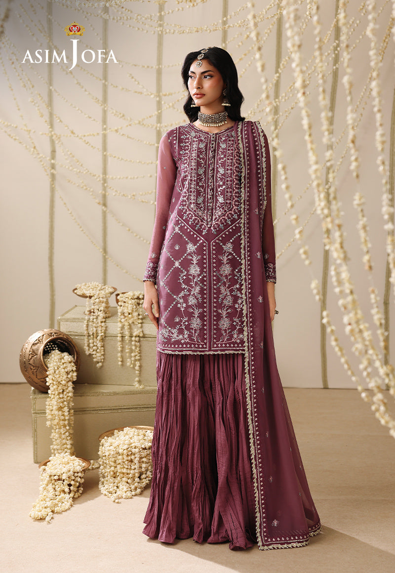AJUFC-20 Embroidered Chiffon Unstitched 3 Pcs