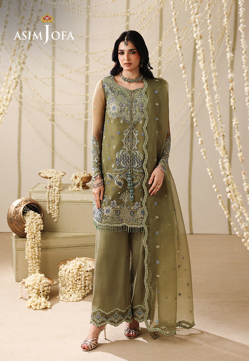 AJUFC-24 Embroidered Organza Unstitched 3 Pcs