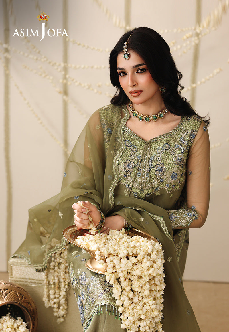 AJUFC-24 Embroidered Organza Unstitched 3 Pcs
