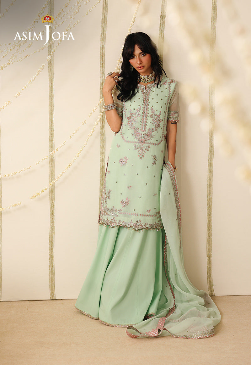 AJUFC-22 Embroidered Chiffon Unstitched 3 Pcs