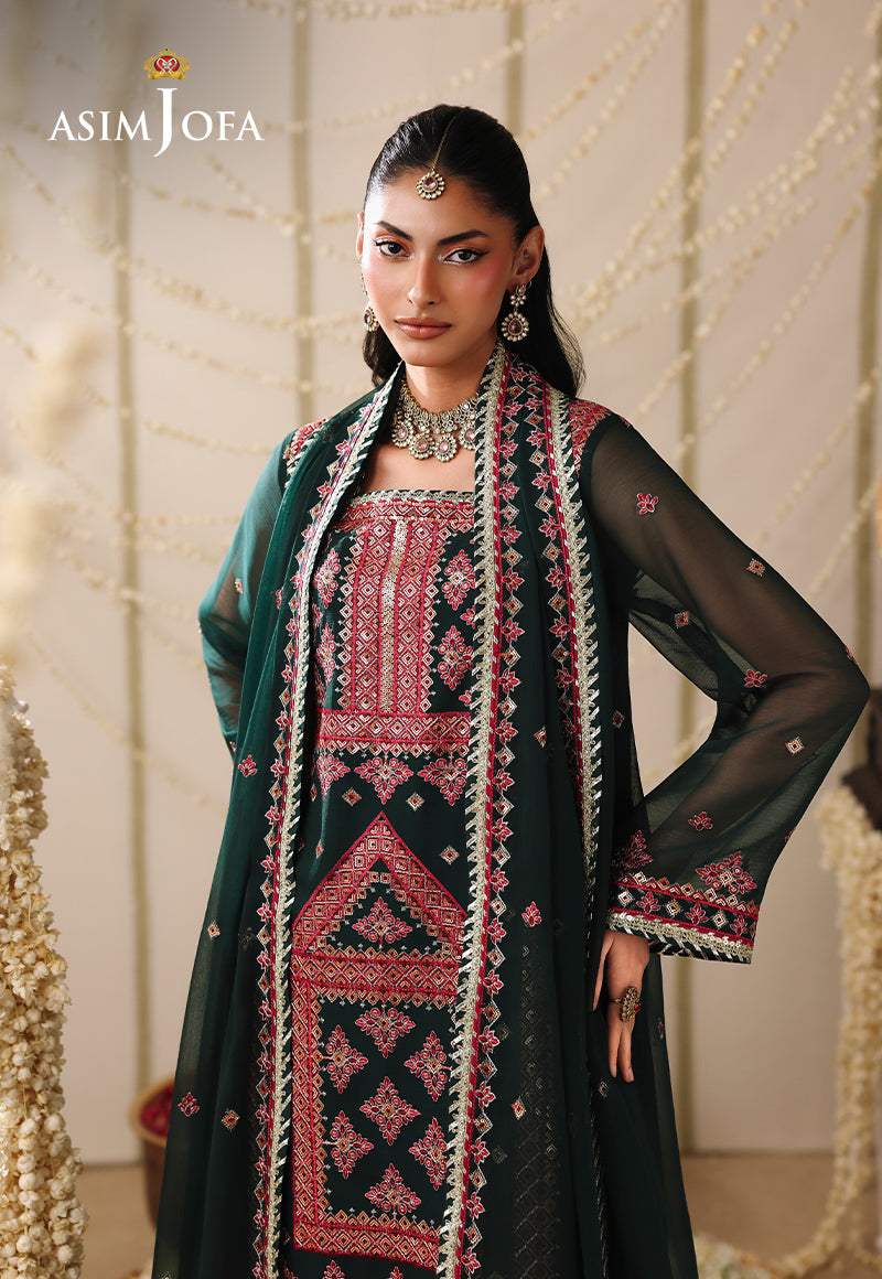 AJUFC-13 Embroidered Chiffon Unstitched 3 Pcs
