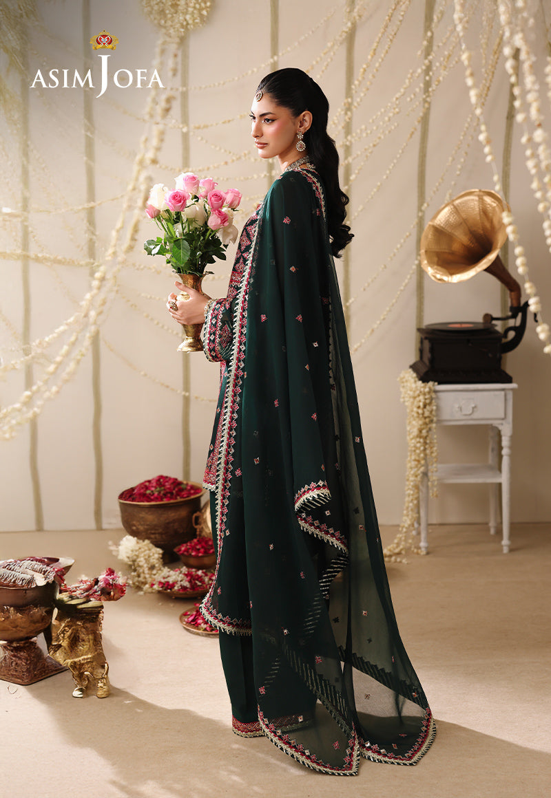 AJUFC-13 Embroidered Chiffon Unstitched 3 Pcs