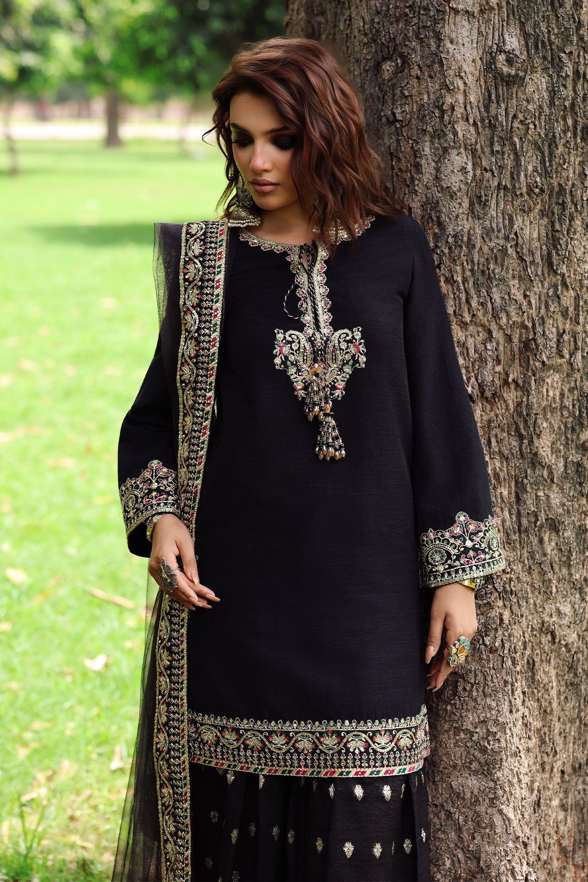3-PC Embroidered Raw-Silk Suit CMA-5-110A