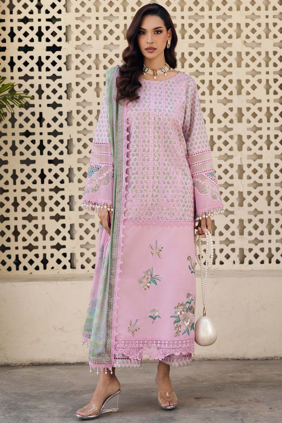 3-PC Unstitched Embroidered  Lawn  SLC27-14