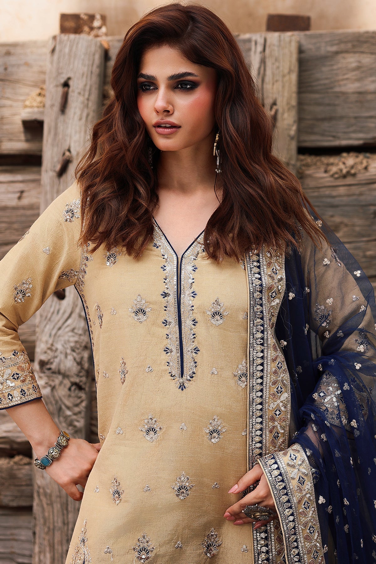 3-PC Embroidered Raw-Silk Suit CMA-5-122A