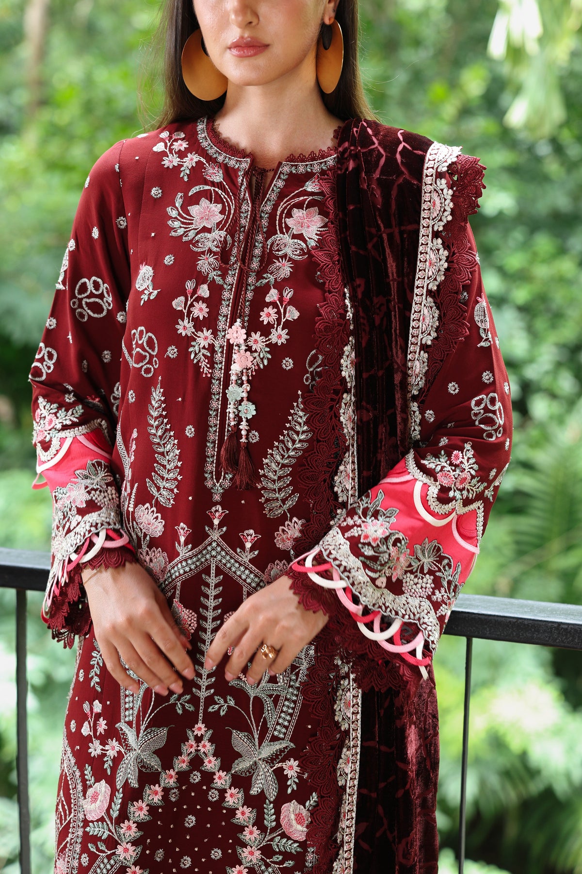 Aneelas Luxury Twill Emb 3pc Palachi Shawl [WLUX-26-15] [Expected Dispatch Time 2 Months]