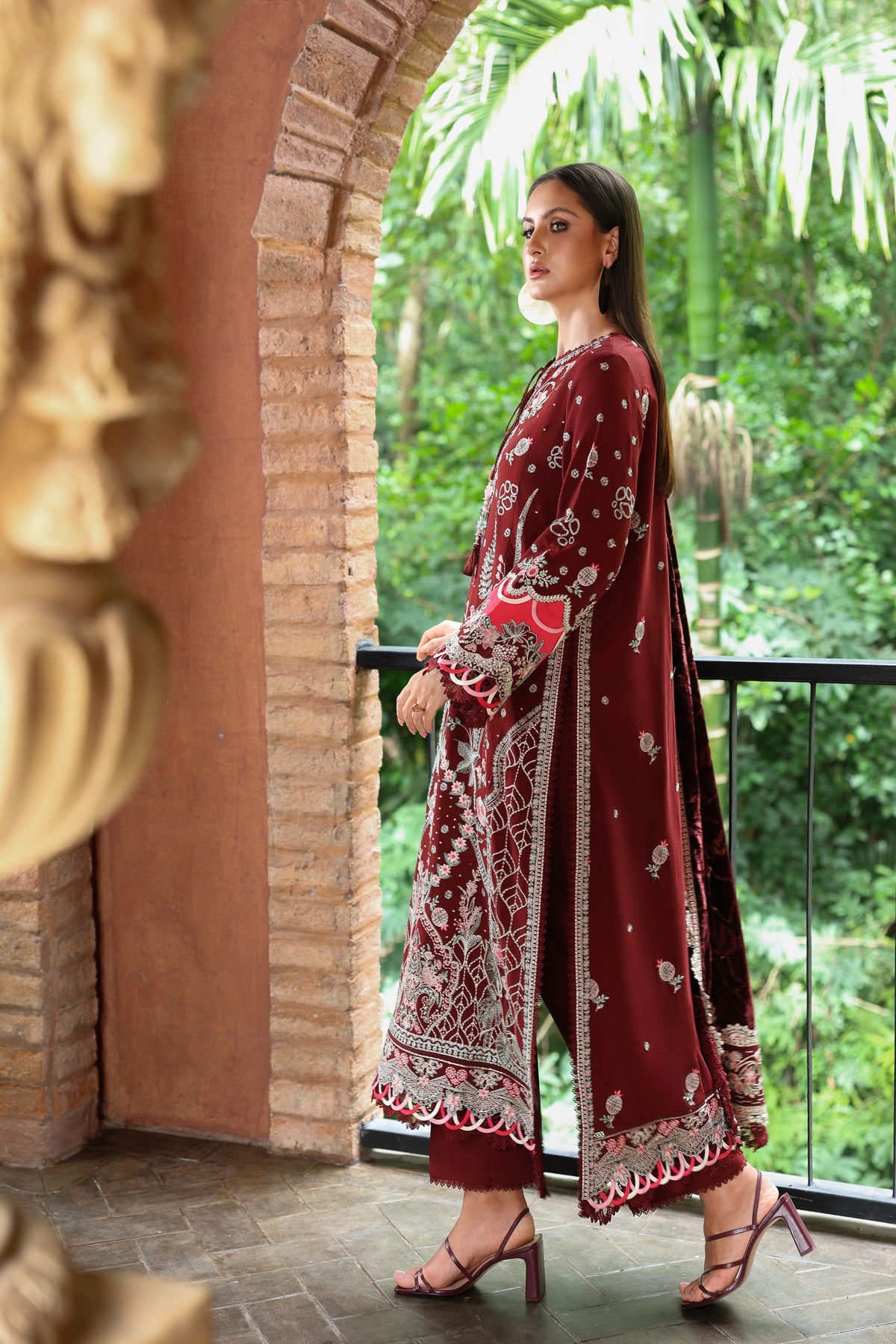 Aneelas Luxury Twill Emb 3pc Palachi Shawl [WLUX-26-15] [Expected Dispatch Time 2 Months]