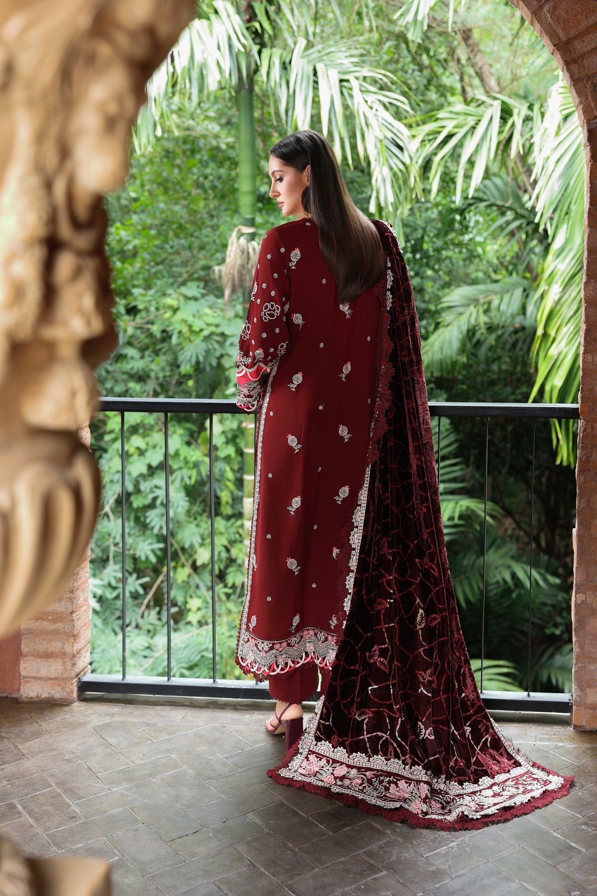 Aneelas Luxury Twill Emb 3pc Palachi Shawl [WLUX-26-15] [Expected Dispatch Time 2 Months]