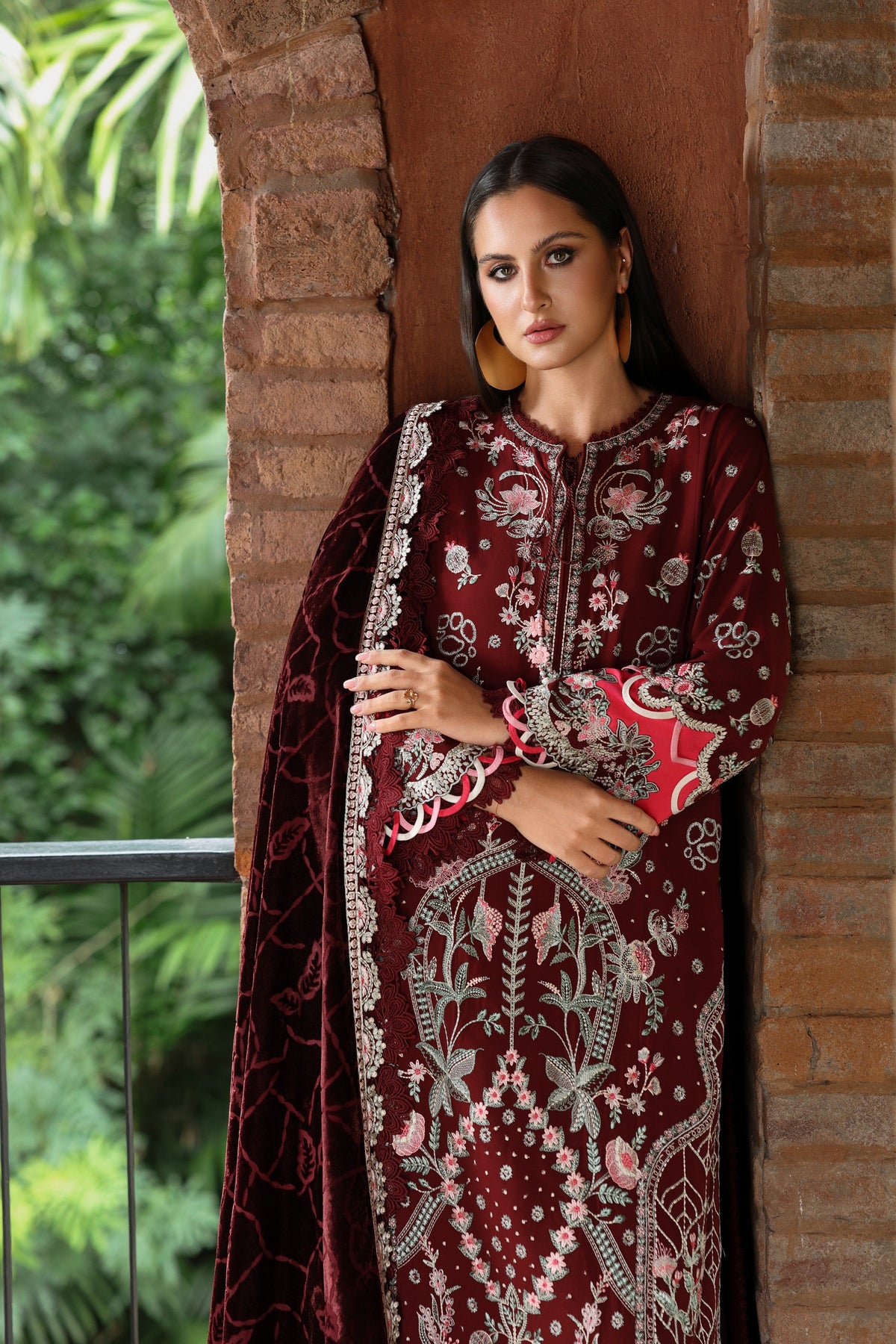 Aneelas Luxury Twill Emb 3pc Palachi Shawl [WLUX-26-15] [Expected Dispatch Time 2 Months]