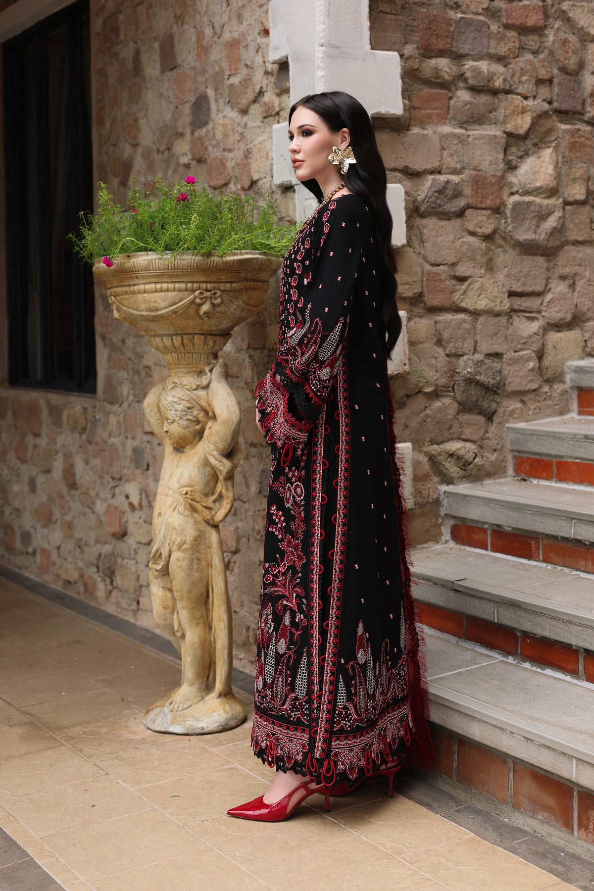 Aneelas Luxury Twill Emb 3pc Twill Shawl [WLUX-26-07] [Dispatch Time 2.5 Months]
