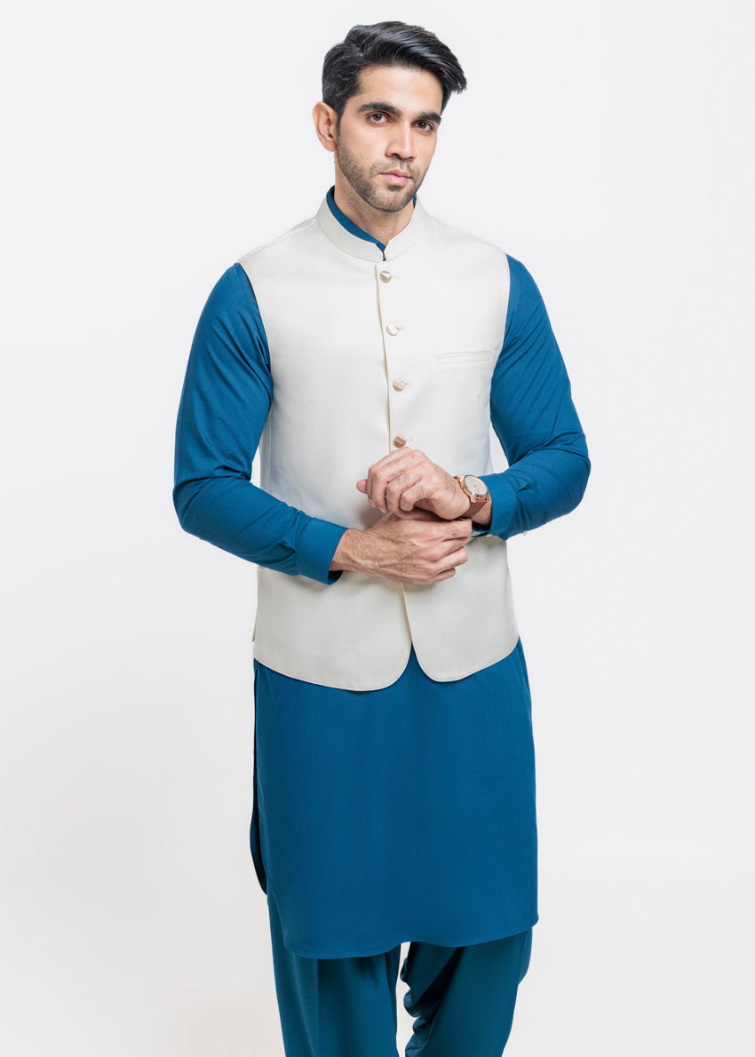 Cream-Blended-Waist Coat - (MPS25WCS1011)