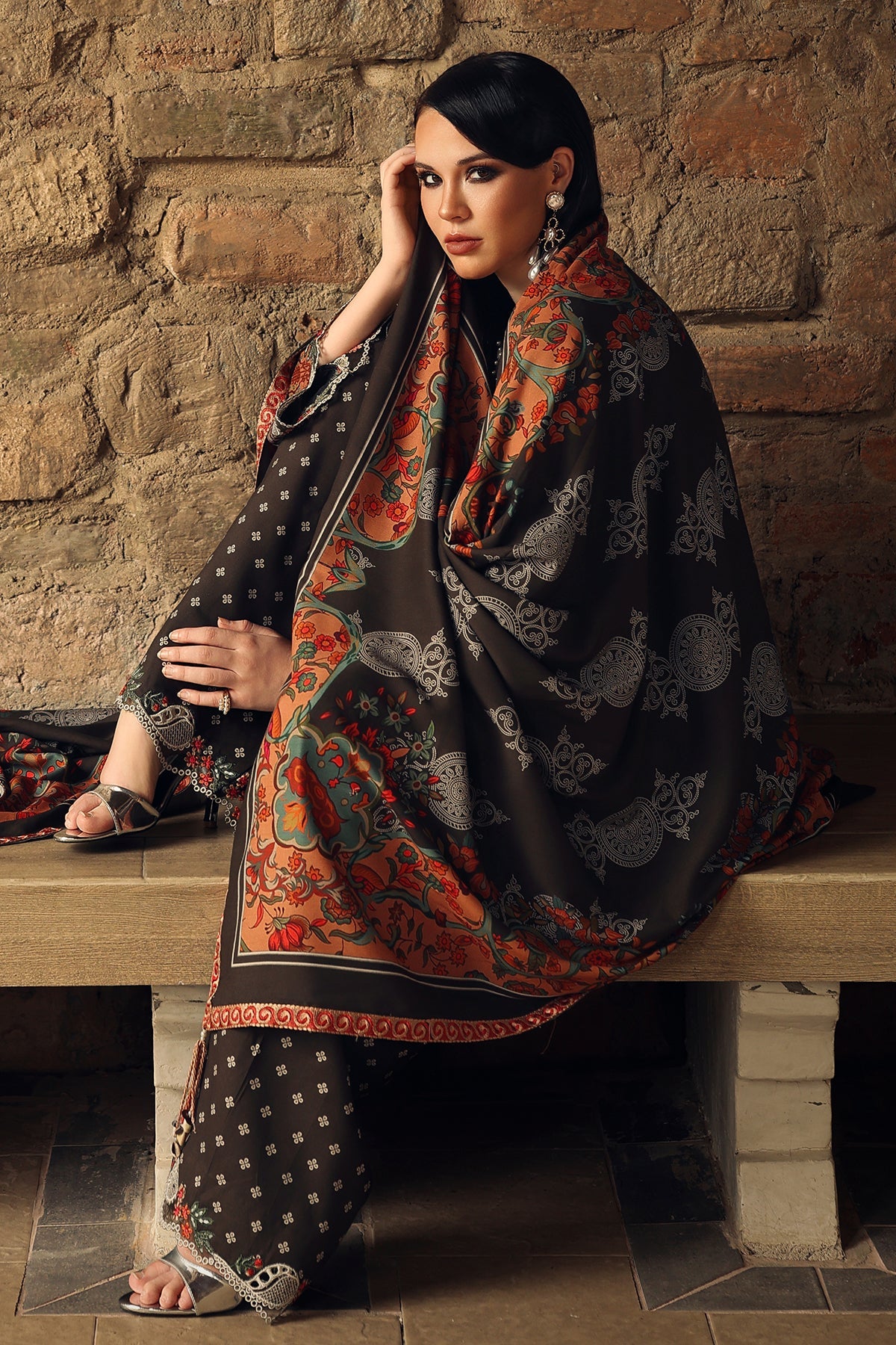 3-PC Unstitched Embroidered Linen Collection CCW7-15