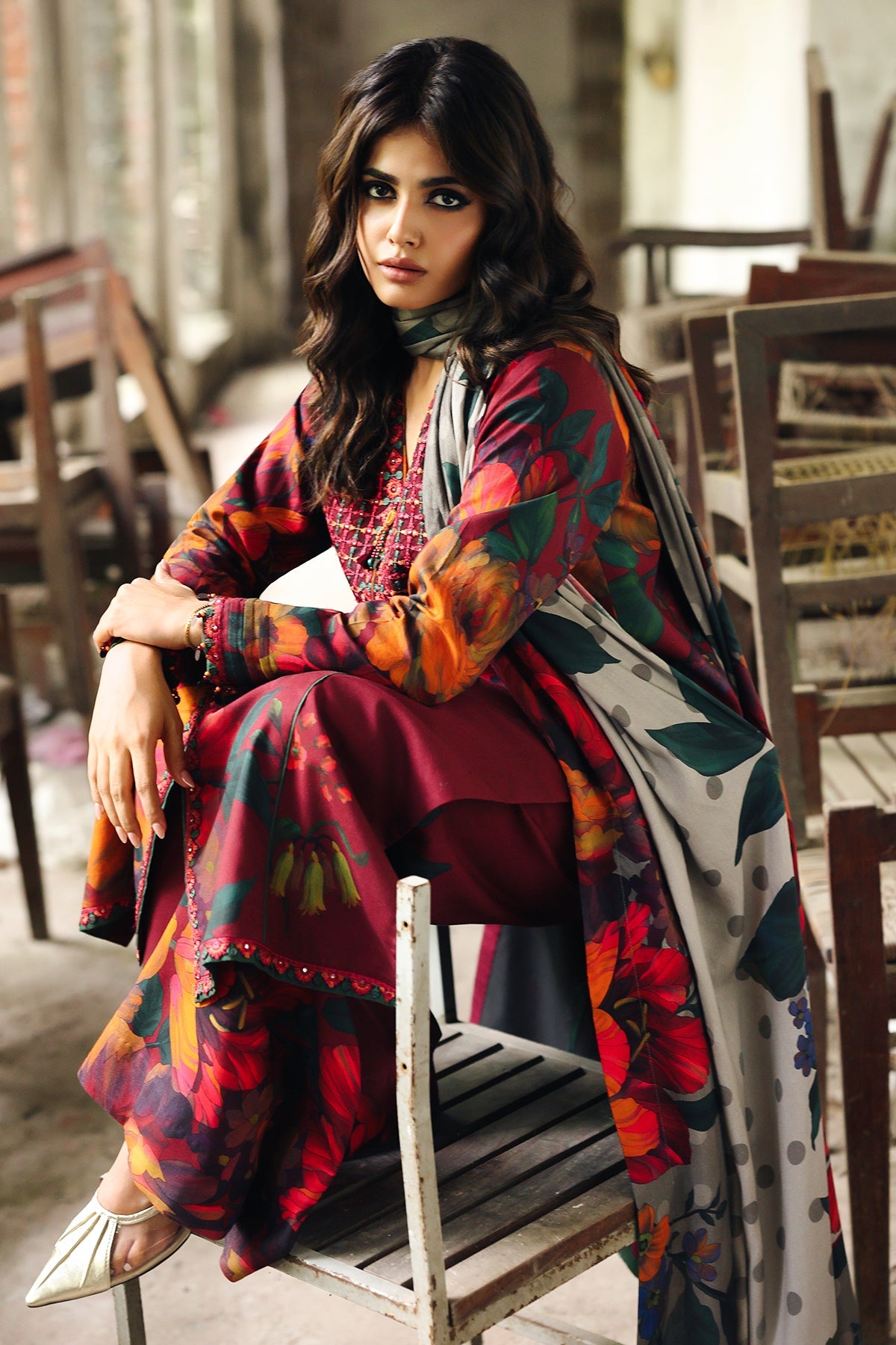 3-PC Unstitched Embroidered Linen Collection ANW6-18