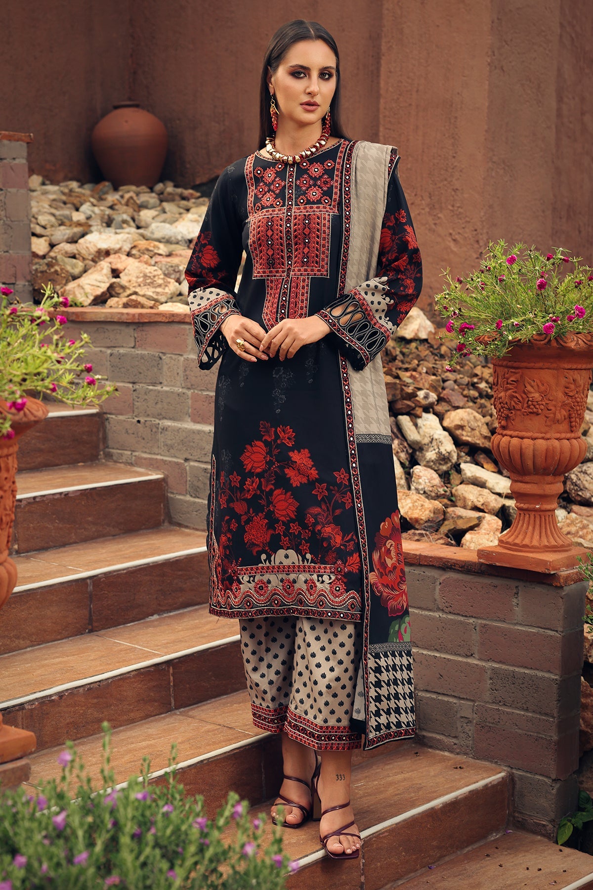 3-PC Unstitched Embroidered Linen Collection CCW7-10