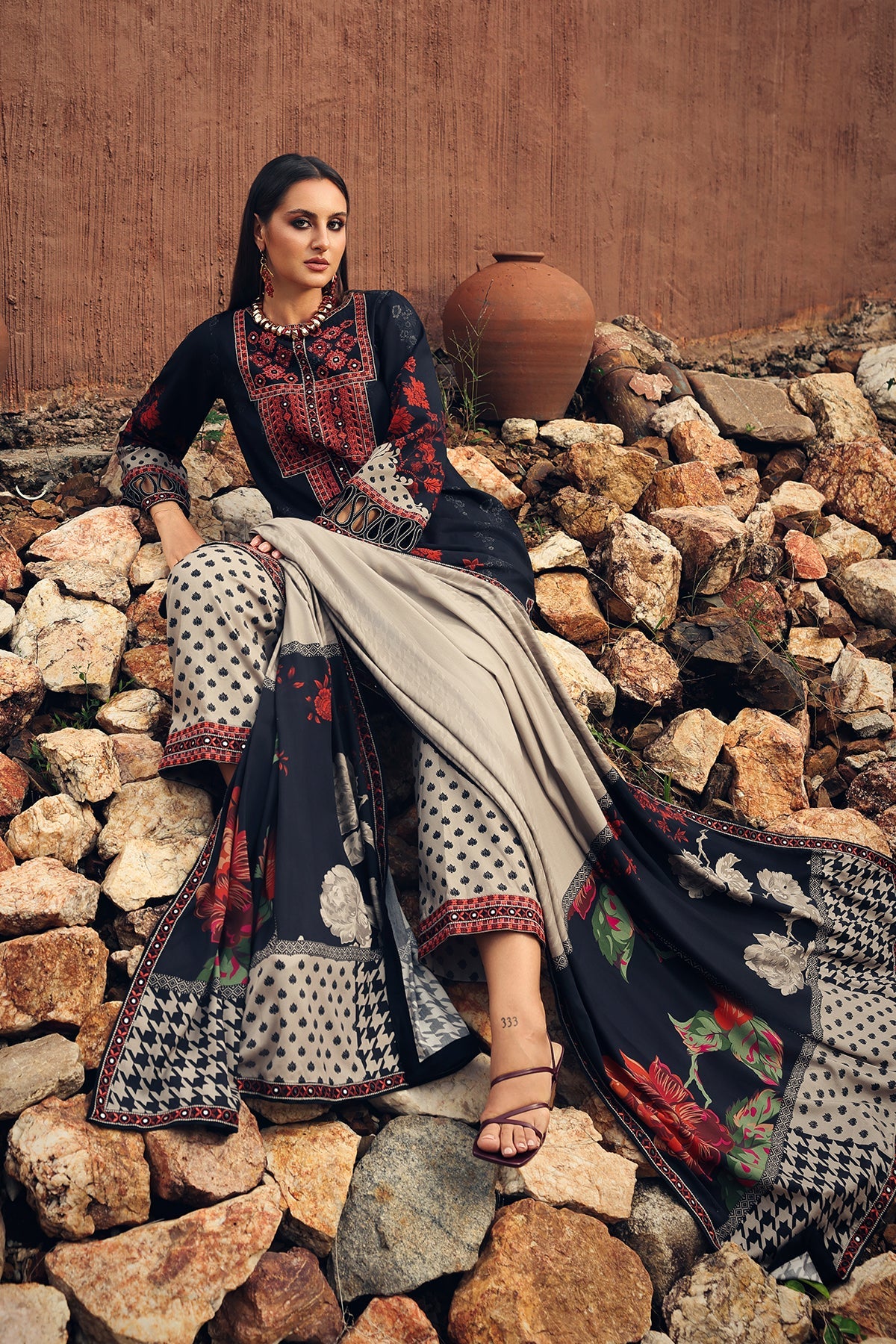 3-PC Unstitched Embroidered Linen Collection CCW7-10