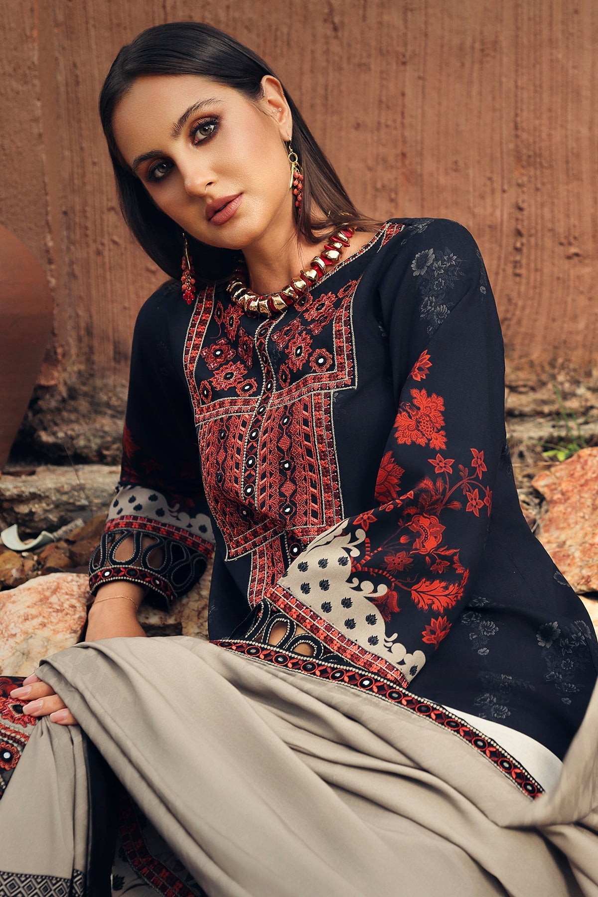 3-PC Stitched Embroidered Linen Collection CCW7-10P