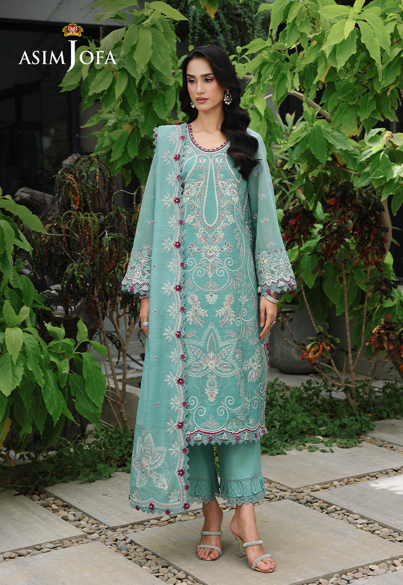 AJULC-09 Embroidered Chikankari Unstitched 3 Pcs