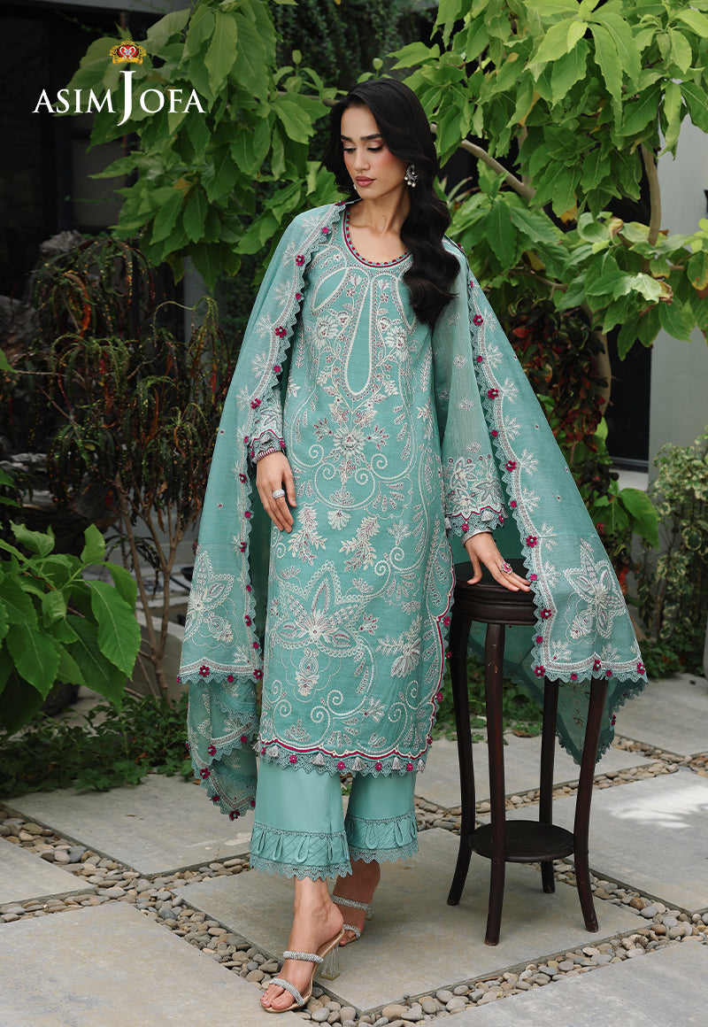 AJULC-09 Embroidered Paper Cotton Unstitched 3 Pcs