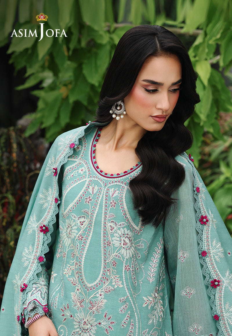 AJULC-09 Embroidered Paper Cotton Unstitched 3 Pcs