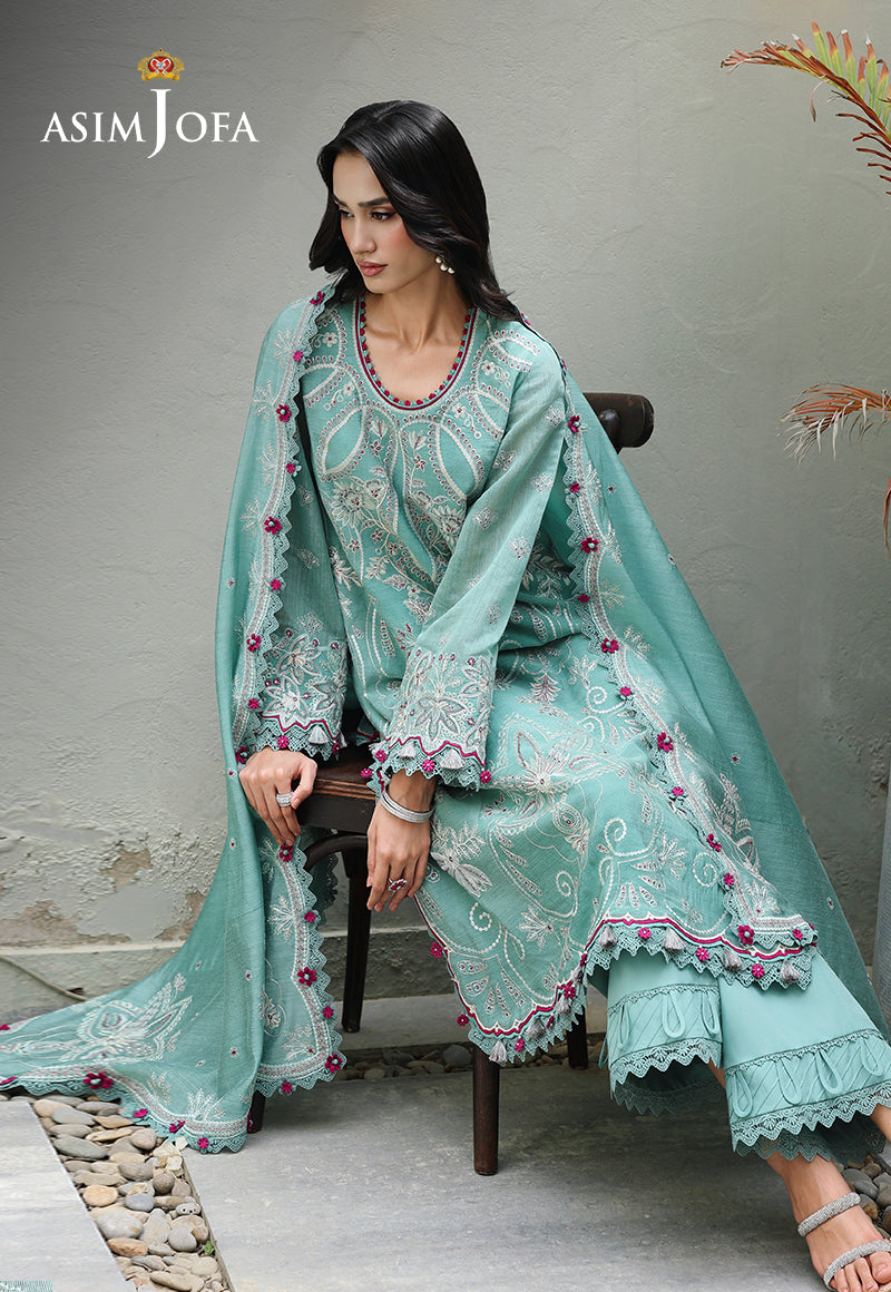 AJULC-09 Embroidered Paper Cotton Unstitched 3 Pcs