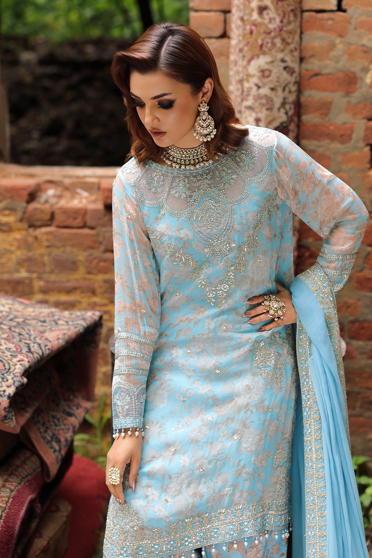 3-Pc Unstitched Embroidered Printed Chiffon Collection VSL6-15