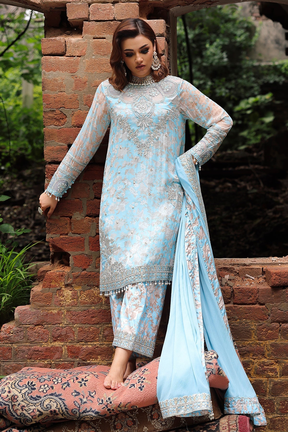 3-Pc Unstitched Embroidered Printed Chiffon Collection VSL6-15
