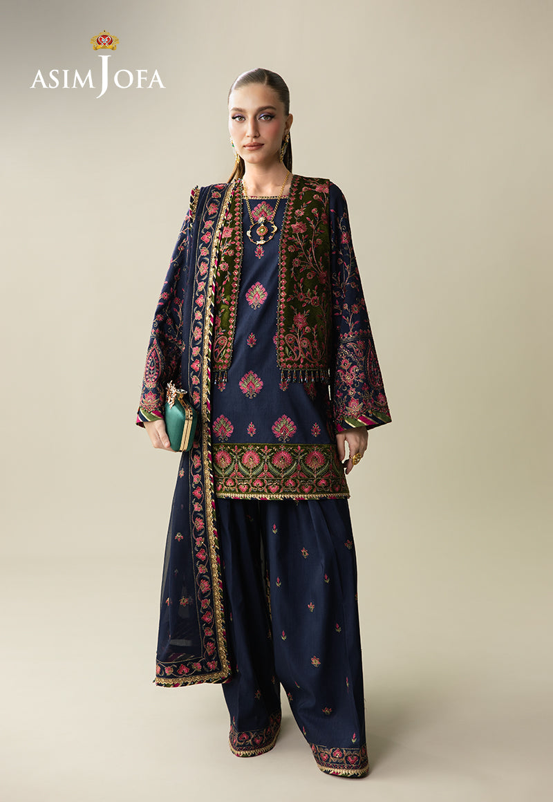 Ajulmd-04 Embroidered Velvet Stitched 4 Pcs