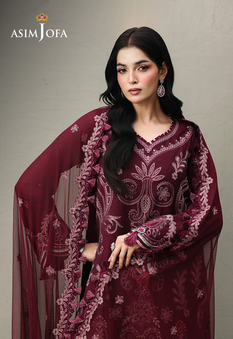 AJULC-10 Embroidered Paper Cotton Unstitched 3 Pcs