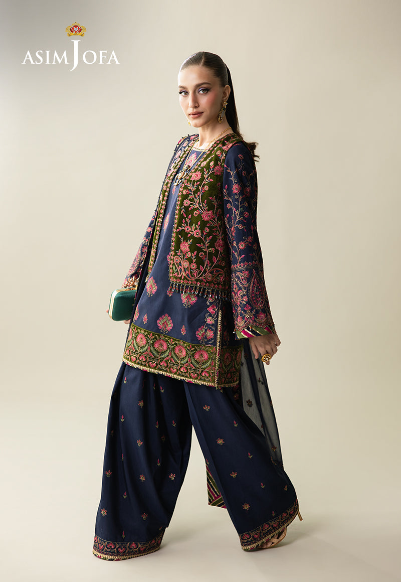 Ajulmd-04 Embroidered Velvet Stitched 4 Pcs