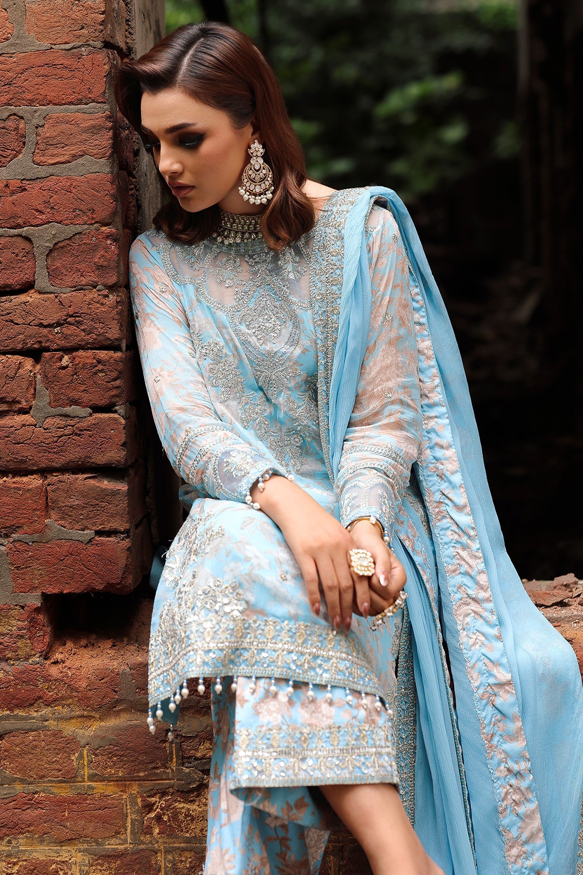 3-Pc Stitched Embroidered Printed Chiffon Collection VSL6-15P