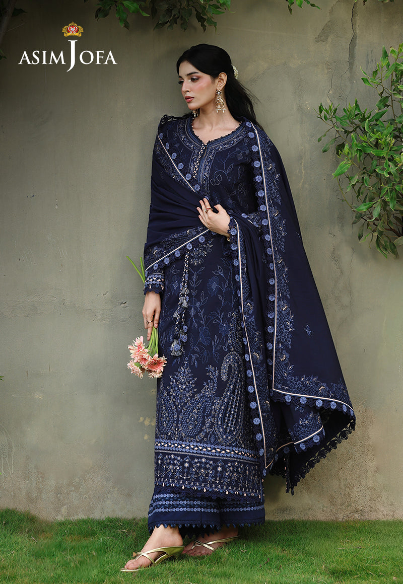 AJULC-07 Embroidered Paper Cotton Unstitched 3 Pcs