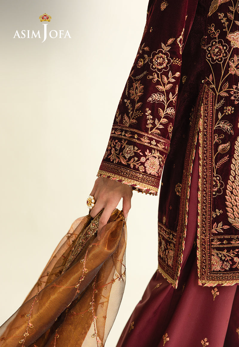 Ajulmd-07 Embroidered Velvet Stitched 3 Pcs