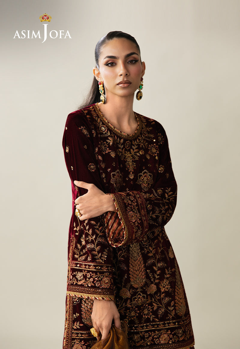 Ajulmd-07 Embroidered Velvet Stitched 3 Pcs