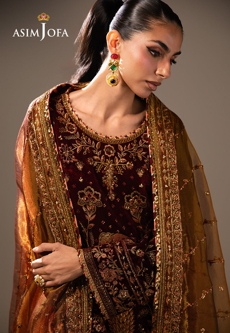 Ajulmd-07 Embroidered Velvet Stitched 3 Pcs