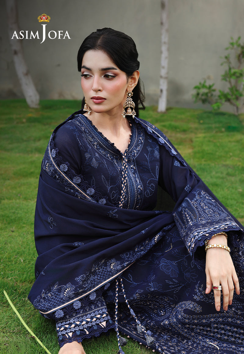 AJULC-07 Embroidered Paper Cotton Unstitched 3 Pcs