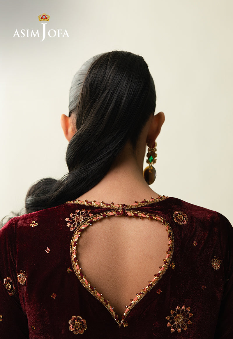 Ajulmd-07 Embroidered Velvet Stitched 3 Pcs