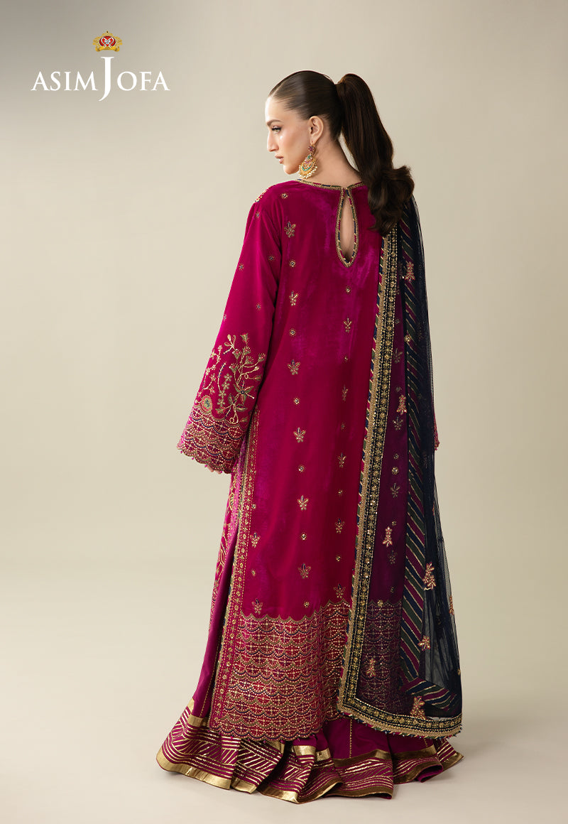 AJULMD-03 Embroidered Velvet Stitched 3 Pcs