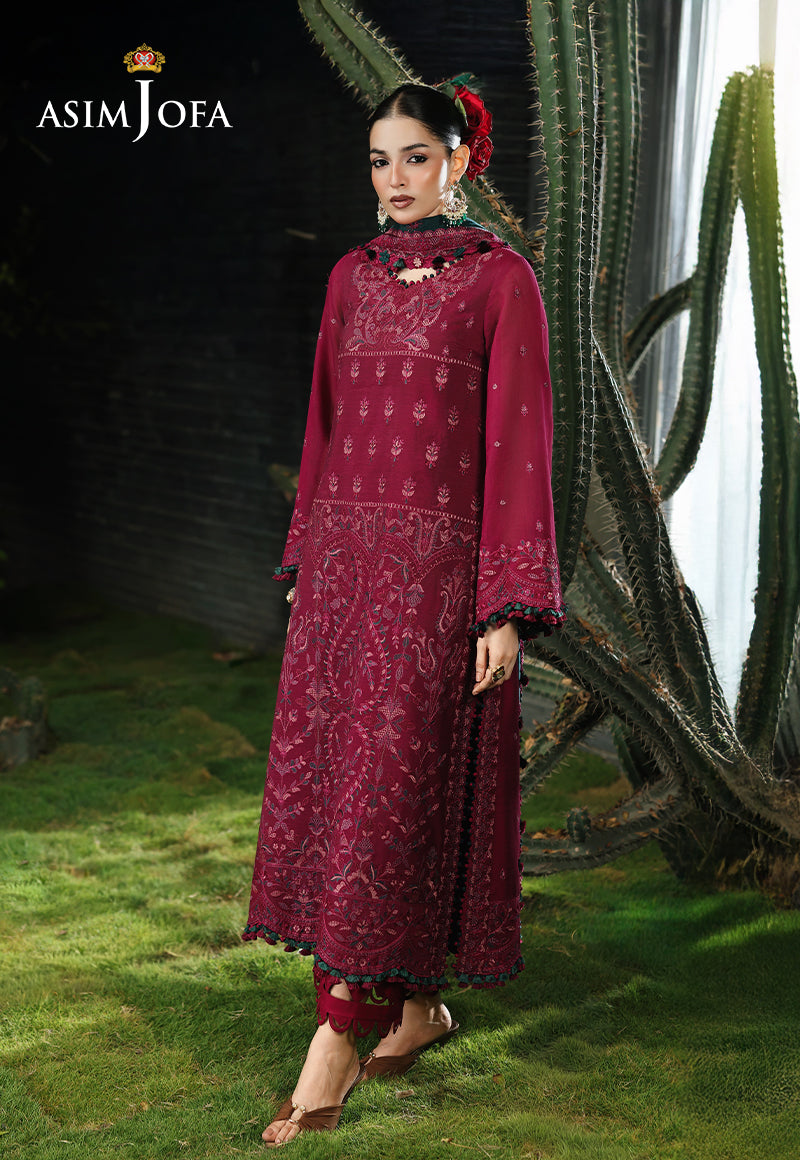 AJULC-04 Embroidered Paper Cotton Unstitched 3 Pcs