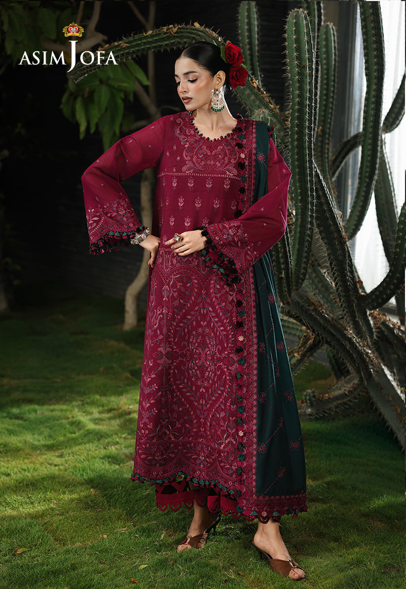 AJULC-04 Embroidered Paper Cotton Unstitched 3 Pcs
