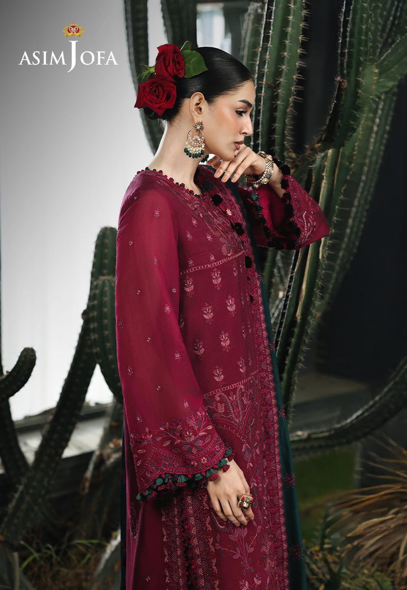 AJULC-04 Embroidered Paper Cotton Unstitched 3 Pcs