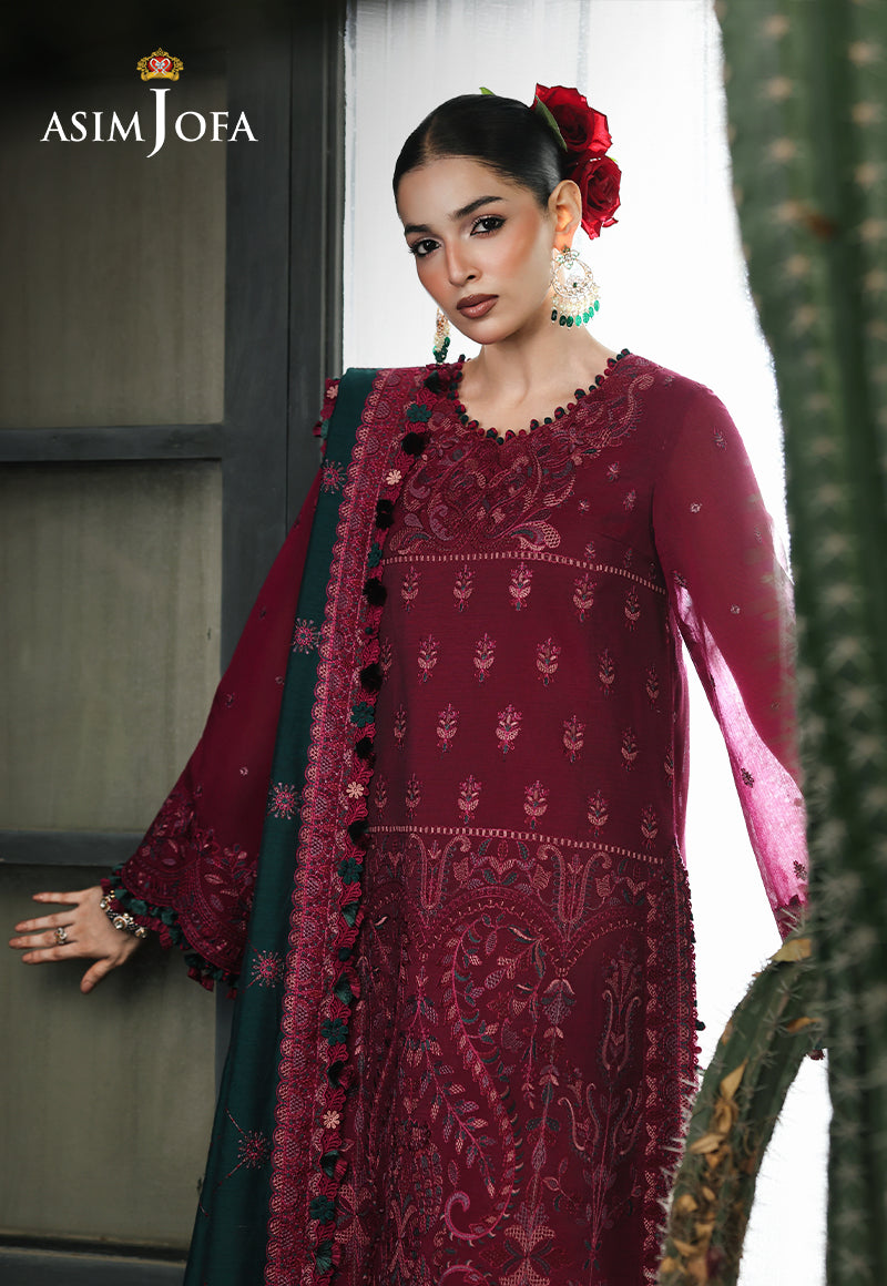 AJULC-04 Embroidered Paper Cotton Unstitched 3 Pcs