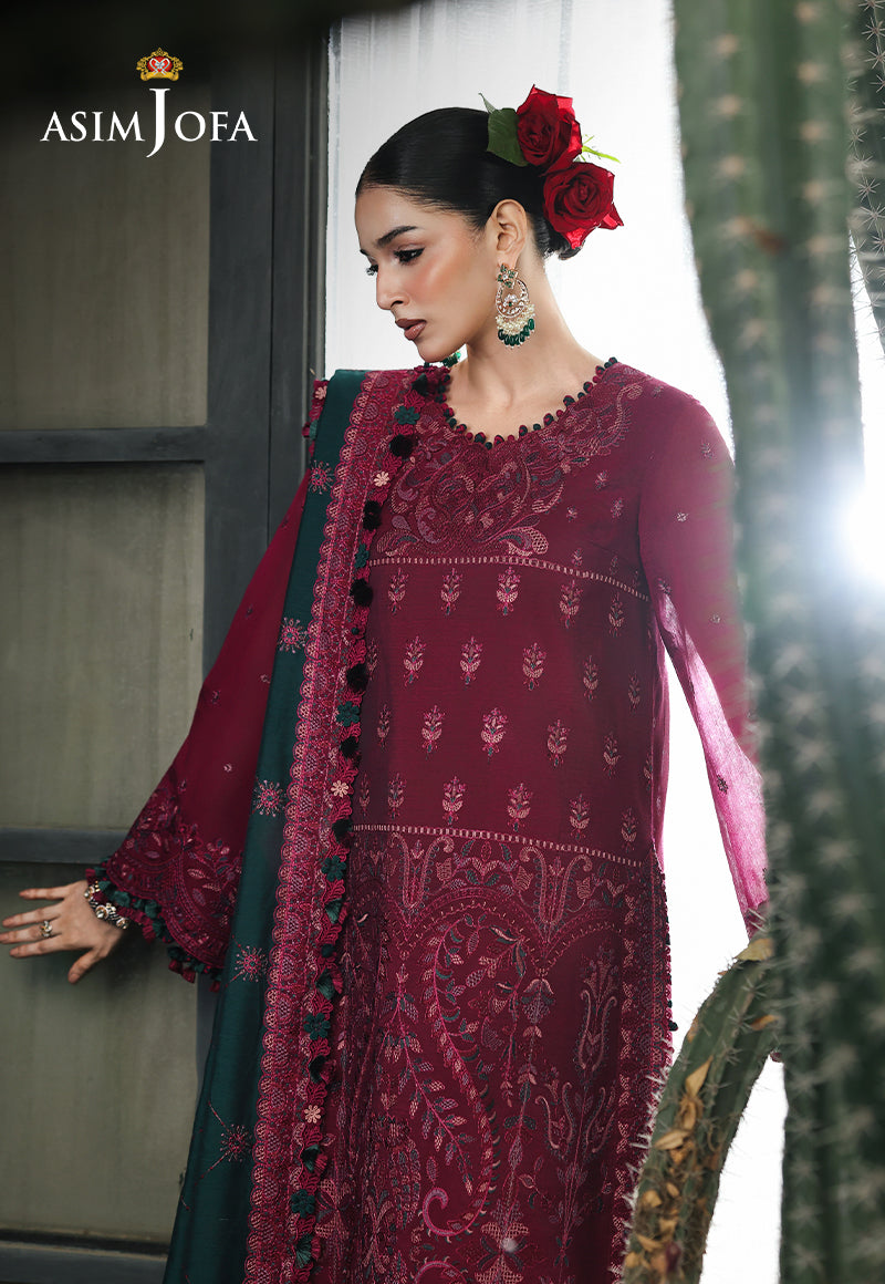 AJULC-04 Embroidered Paper Cotton Unstitched 3 Pcs