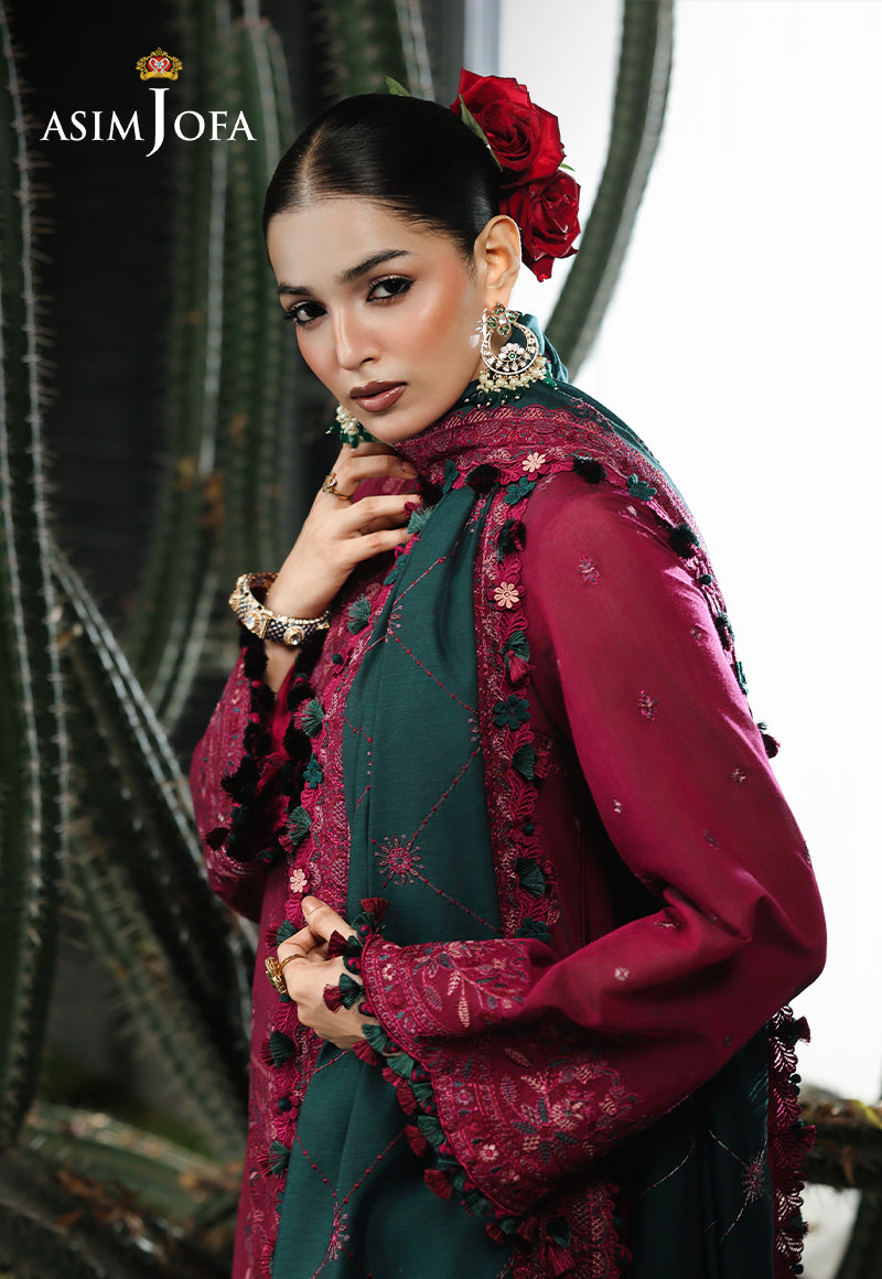 AJULC-04 Embroidered Paper Cotton Unstitched 3 Pcs