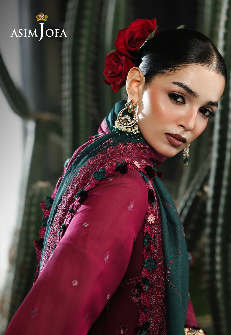 AJULC-04 Embroidered Paper Cotton Unstitched 3 Pcs