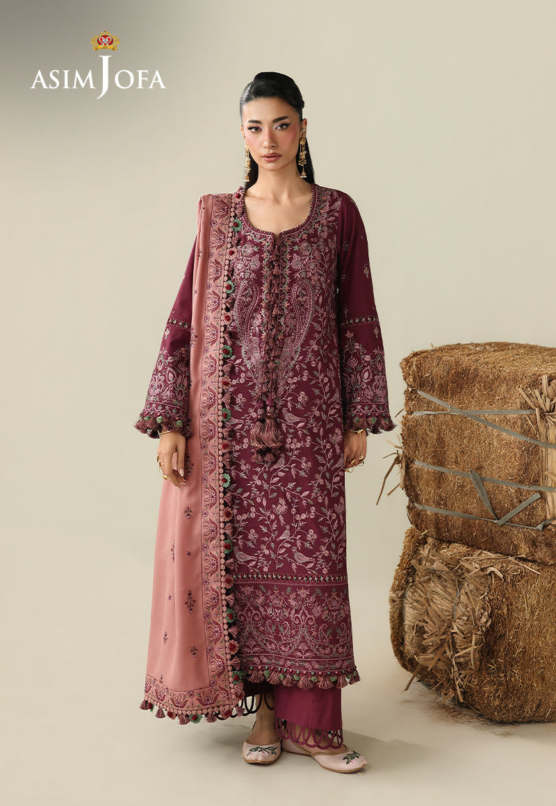 Ajulk-06 Embroidered Rod Unstitched 3 Pcs