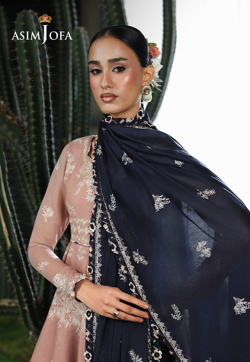 AJULC-02 Embroidered Paper Cotton Unstitched 3 Pcs