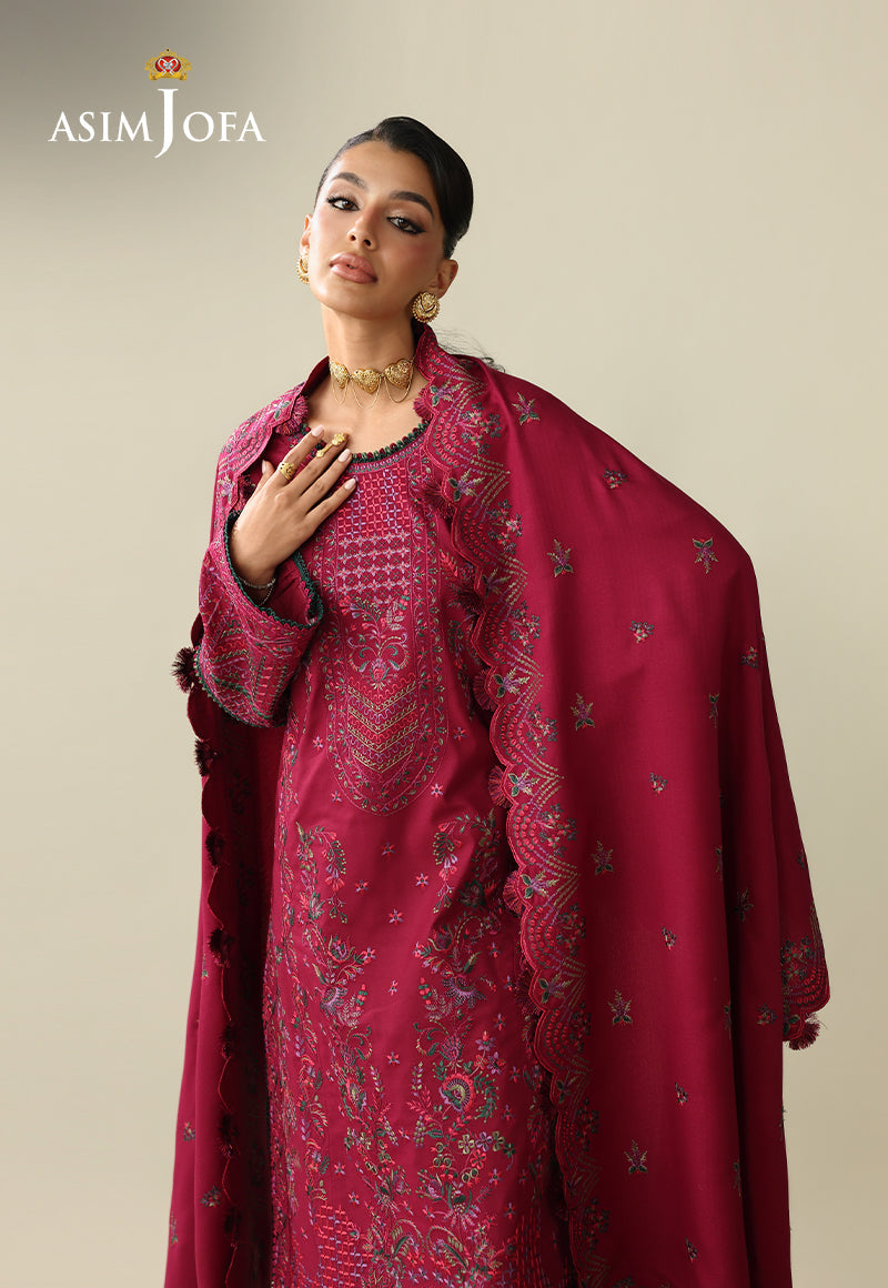 AJUEV-08 EMBROIDERED COTTON NET UNSTITCHED 3 PCS