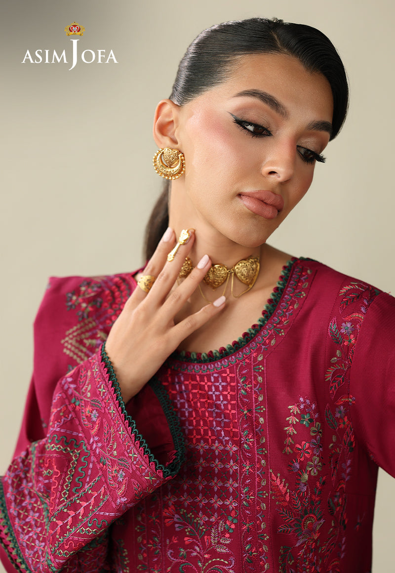AJULKD-07 Embroidered Rod Stitched 3 Pcs